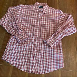 Wrangler Men’s Western Red White Plaid Button Up Shirt Pearl Snaps L